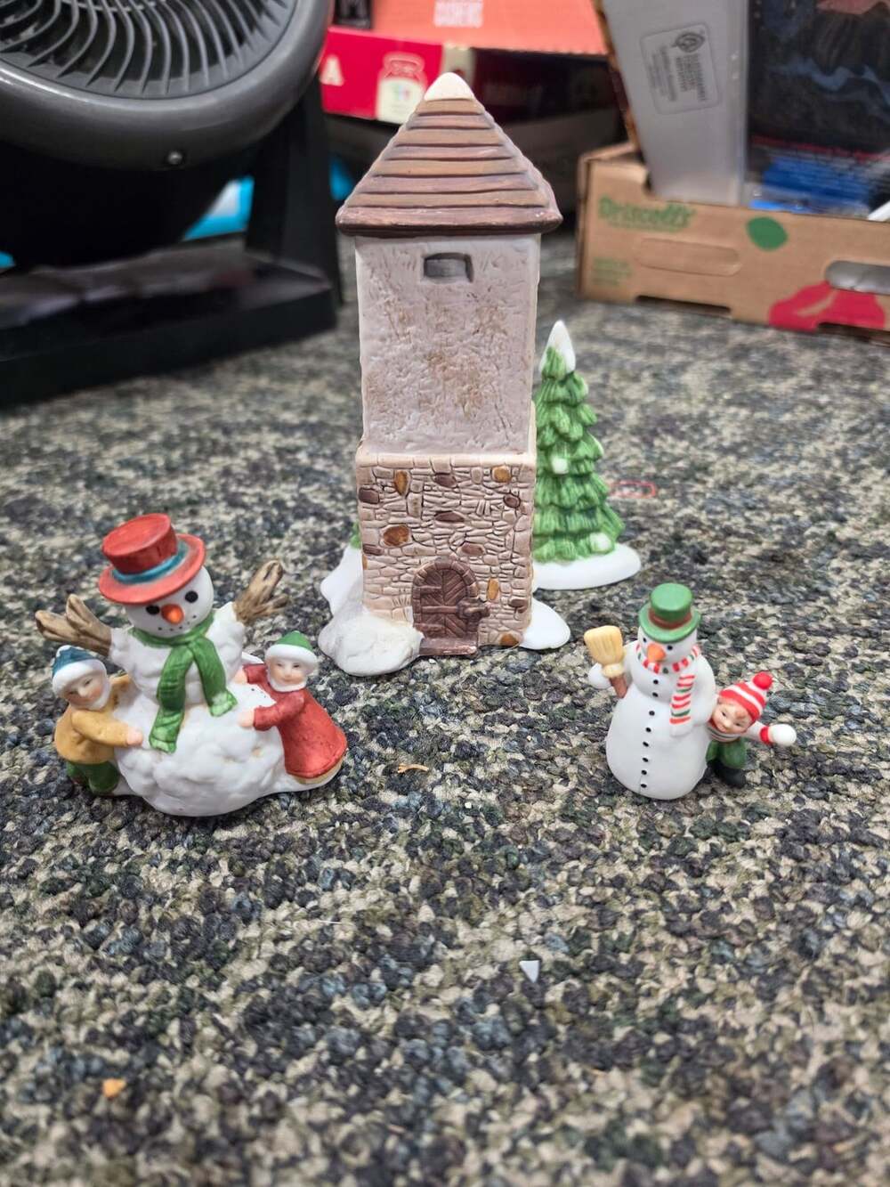 Vintage Ceramic Christmas Village Figurines Set